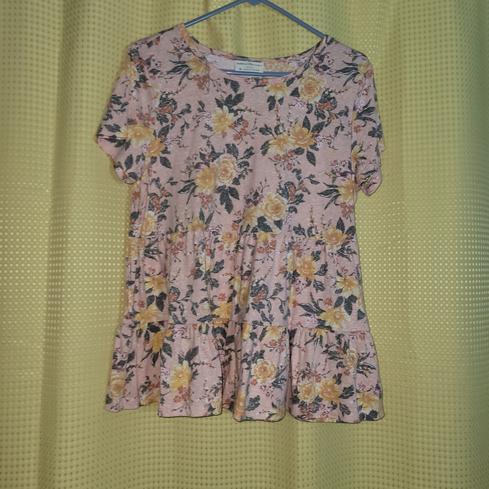 Bobbie Brooks Pink and Yellow Floral Top